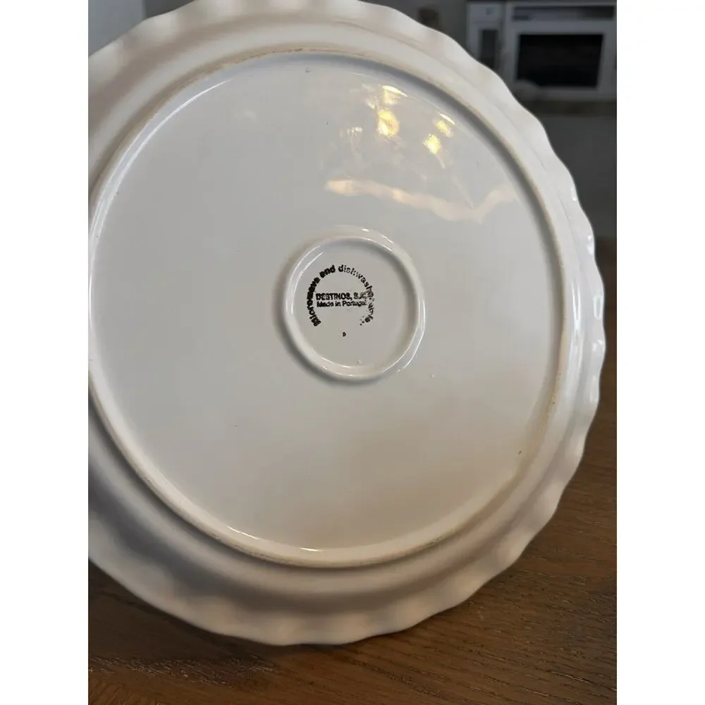 NEW Cake Keeper 12” White Ribbon Design Handmade Destinos Portugal